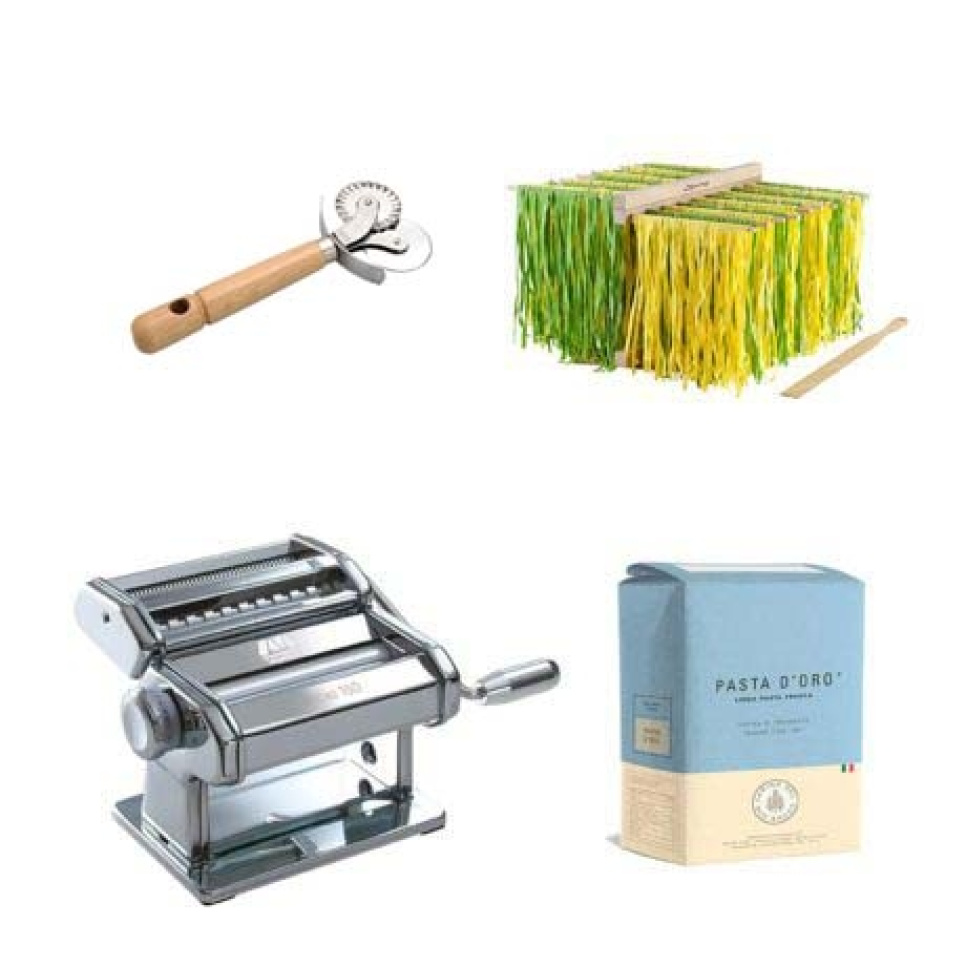 Startpaket hemmagjord pasta, Atlas 150 + tillbehör - Marcato i gruppen Köksmaskiner / Övriga köksmaskiner / Pastamaskiner hos The Kitchen Lab (1317-26944)