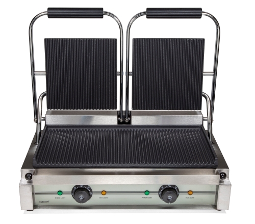 Klämgrill dubbel, räfflad - Exxent