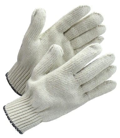 Handske bomull, natur/grå rand