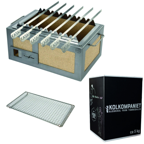 Japansk Bordsgrill / Konro, Kasai Little med grillspettsställning och kol