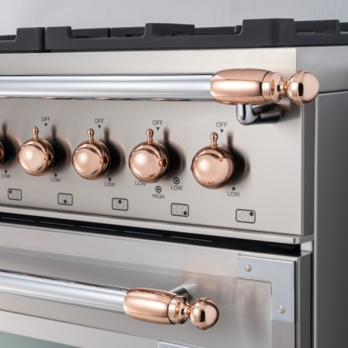 Dekorset Heritage, spis+fläkt, Blank Koppar - Bertazzoni
