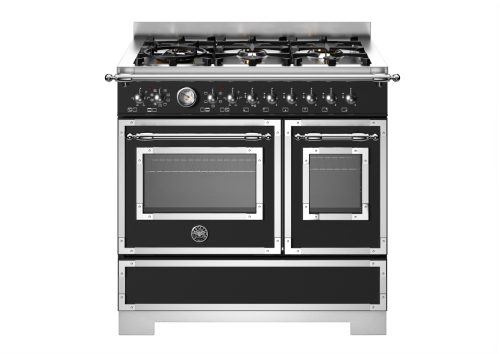 Gasspis Heritage, 90 cm, 6 brännare, 2 ugnar, Mattsvart - Bertazzoni