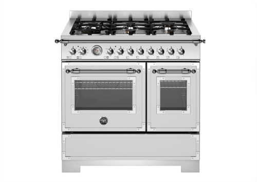 Gasspis Heritage, 90 cm, 6 brännare, 2 ugnar, Rostfri - Bertazzoni