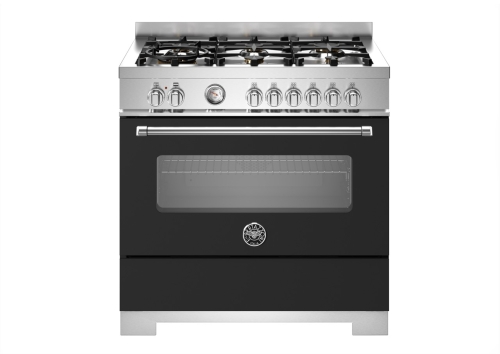 Gasspis Master, 90 cm, 6 brännare, 1 ugn, Mattsvart - Bertazzoni