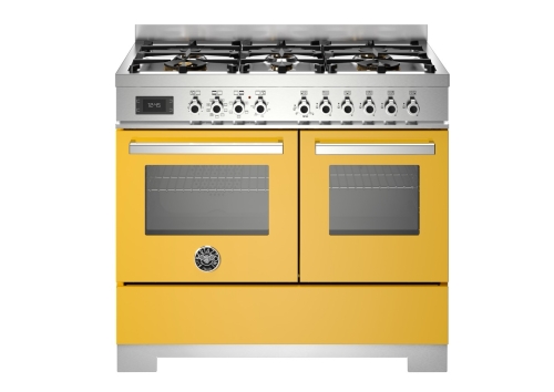 Gasspis Professional, 100 cm, 6 brännare, 2 ugnar, Gul - Bertazzoni