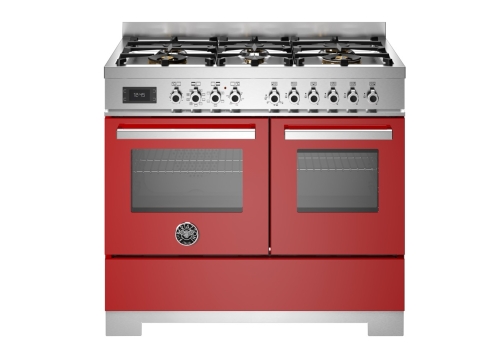 Gasspis Professional, 100 cm, 6 brännare, 2 ugnar, Röd - Bertazzoni
