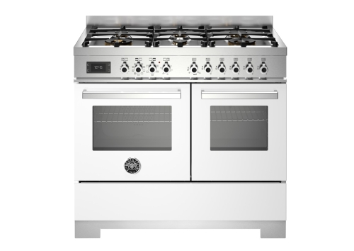 Gasspis Professional, 100 cm, 6 brännare, 2 ugnar, Vit - Bertazzoni