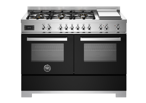 Gasspis Professional, 120 cm, 6 brännare + stekbord, 2 ugnar, Svart - Bertazzoni