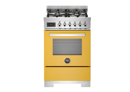 Gasspis Professional, 60 cm, 4 brännare, 1 ugn, Gul - Bertazzoni