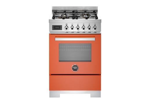 Gasspis Professional, 60 cm, 4 brännare, 1 ugn, Orange - Bertazzoni