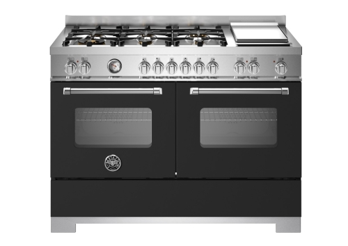 Gasspis Master, 120 cm, 6 brännare + stekbord, 2 ugnar, Mattsvart - Bertazzoni