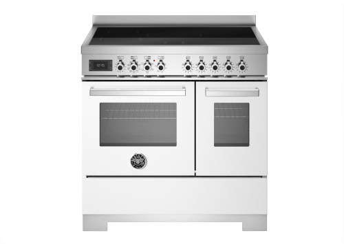 Induktionsspis Professional, 90 cm, 5 zoner, 2 ugnar, Vit - Bertazzoni
