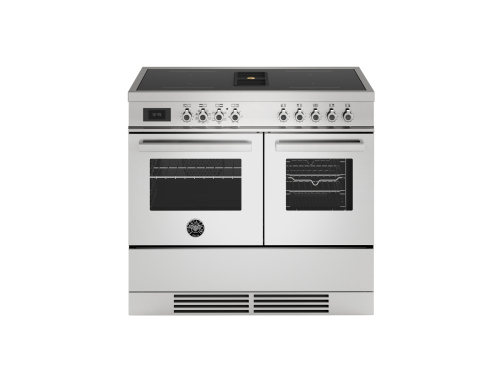 Induktionsspis med integrerad fläkt Professional, 100 cm, 4 Zoner, 2 Ugnar, Rostfri - Bertazzoni