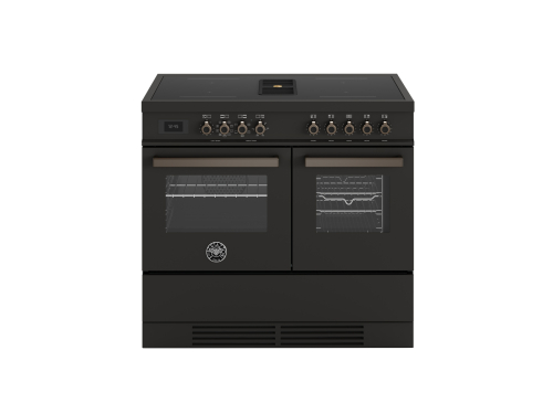 Induktionsspis med integrerad fläkt Professional, 100 cm, 4 Zoner, 2 Ugnar, Carbonio - Bertazzoni
