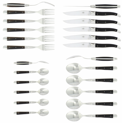 Bestickset 03, Handtag av Mörkt Horn, blank, Tradition - Forge de Laguiole