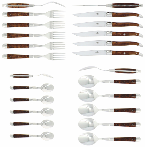 Bestickset 03, Handtag av Tuja, blank, Tradition - Forge de Laguiole