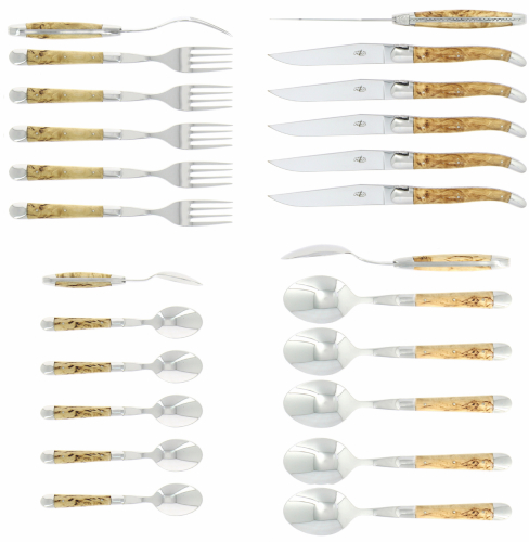 Bestickset 05, Handtag av Björk, blank, Tradition - Forge de Laguiole