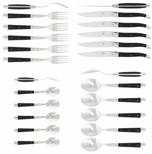 Bestickset 05, Handtag av Ebenholts, blank, Tradition - Forge de Laguiole