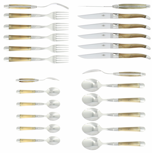 Bestickset 05, Handtag av Ljust Horn, blank, Tradition - Forge de Laguiole