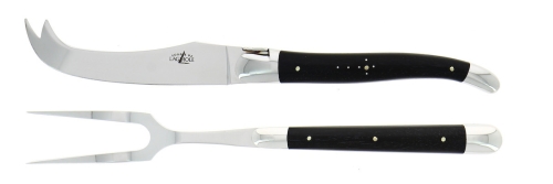 Ost-set, Handtag av Ebenholts, blank, Tradition - Forge de Laguiole