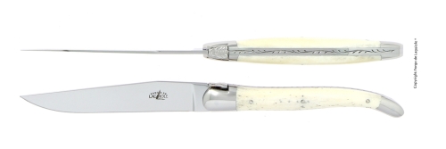 Två knivar, Handtag av Ben, blank, Tradition - Forge de Laguiole