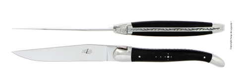 Två knivar, Handtag av Ebenholts, blank, Tradition - Forge de Laguiole