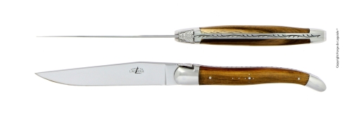 Två knivar, Handtag av Pistage, blank, Tradition - Forge de Laguiole