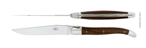 Två knivar, Handtag av Valnöt, blank, Tradition - Forge de Laguiole