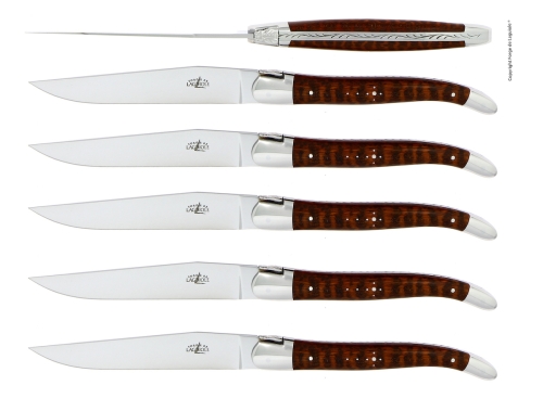 Sex knivar, Handtag av Snakewood, blank, Tradition - Forge de Laguiole