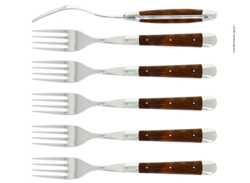 Sex gafflar, Handtag av Snakewood, blank, Tradition - Forge de Laguiole