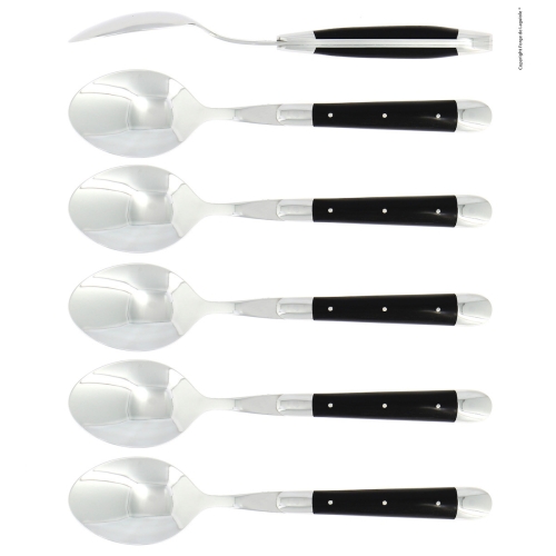Sex skedar, Handtag av Ebenholts, blank, Tradition - Forge de Laguiole
