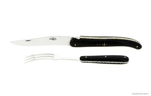 Trancherset 21 cm, Handtag av Ebenholts, fällbar, Signature - Forge de Laguiole