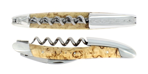 Sommelierkniv av Björk, damaskerad m dekor, Collection - Forge de Laguiole