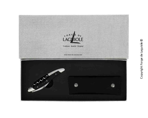 Sommelierkniv av Ebenholts, damaskerad m dekor, Collection - Forge de Laguiole