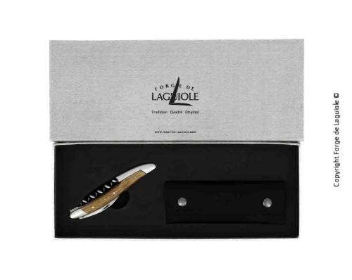 Sommelierkniv av Förstenad Ek, damaskerad m dekor, Collection - Forge de Laguiole