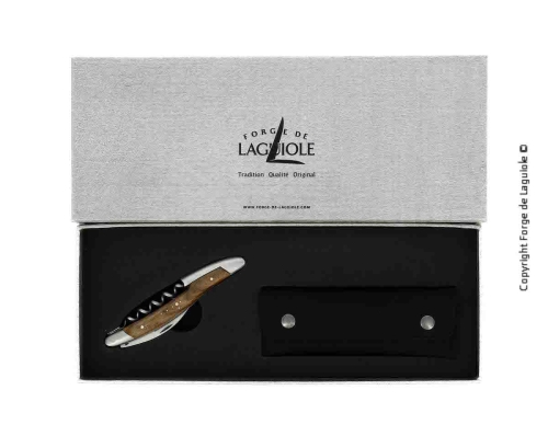 Sommelierkniv av Valnöt, damaskerad m dekor, Collection - Forge de Laguiole