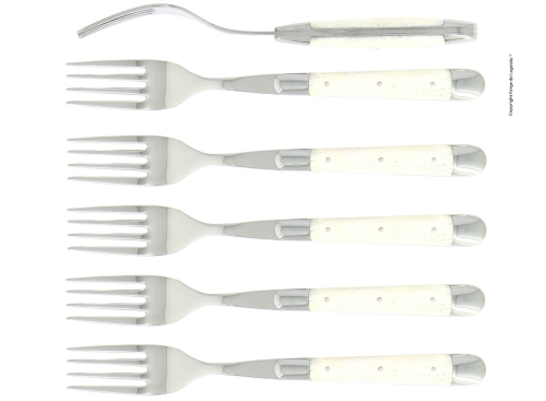 Sex gafflar, Handtag av Ben, blank, Tradition - Forge de Laguiole