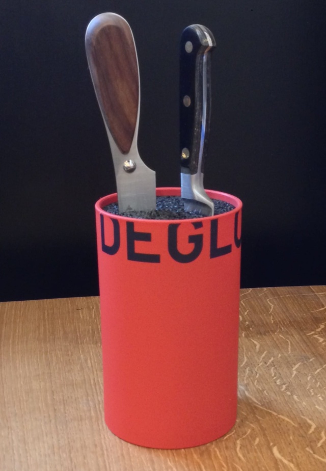 Runt knivställ 14x9,5 cm, Rött - Déglon