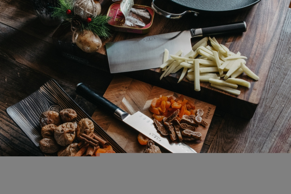 Santukokniv 17,5 cm + Kinesisk Hacka/Chinese Cleaver 18 cm - Karimatto