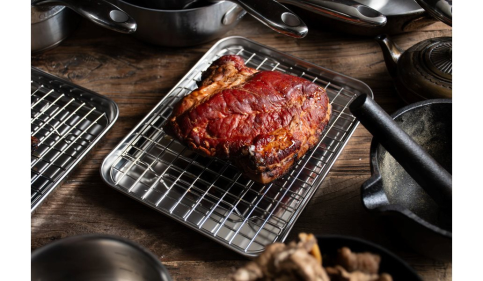 Gastrobleck/plåt med galler, 26x20 cm, rostfritt stål - Culimat