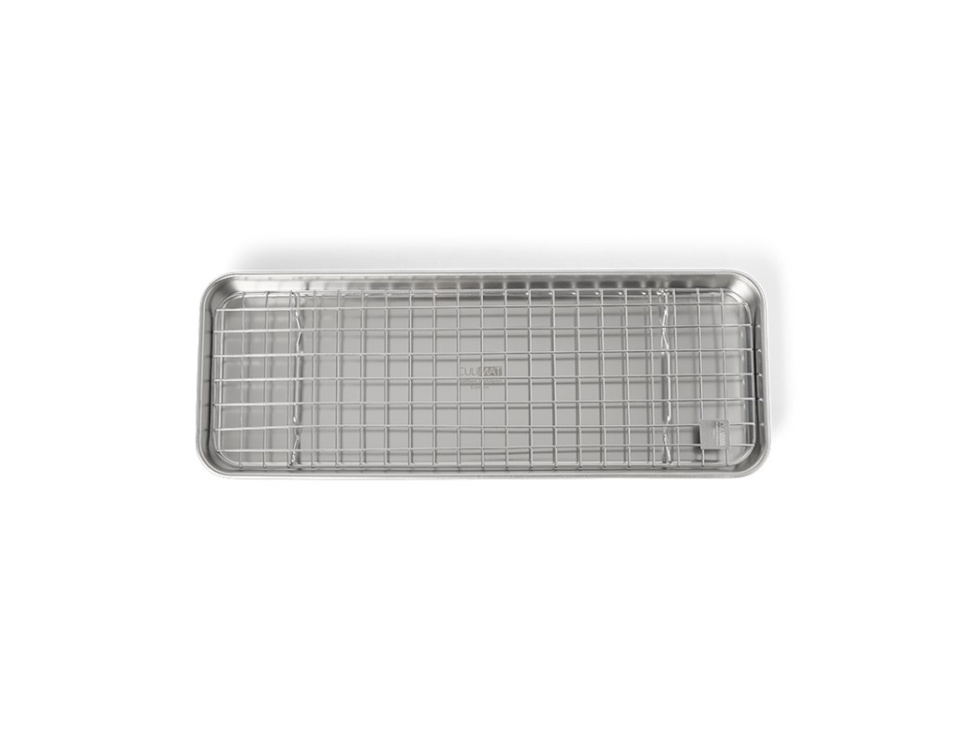 Gastrobleck/Plåt med Galler, 38x14 cm, Rostfritt Stål - Culimat i gruppen Matlagning / Formar & Kantiner / Bleck & plåtar hos The Kitchen Lab (1070-36175)