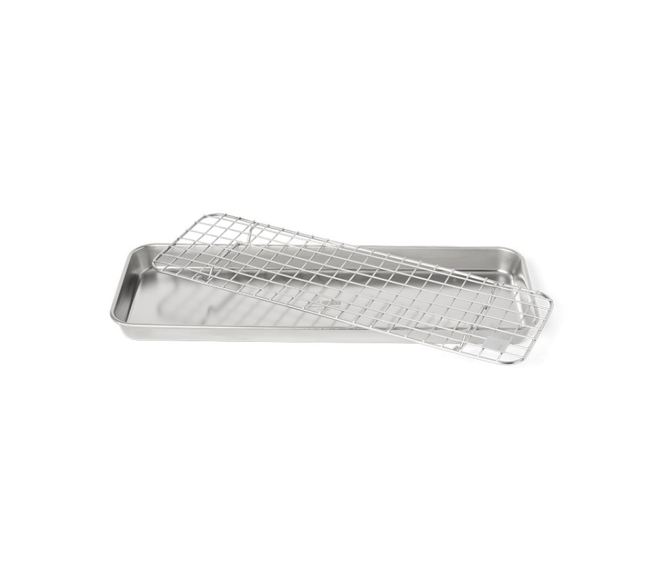 Gastrobleck/Plåt med Galler, 38x14 cm, Rostfritt Stål - Culimat