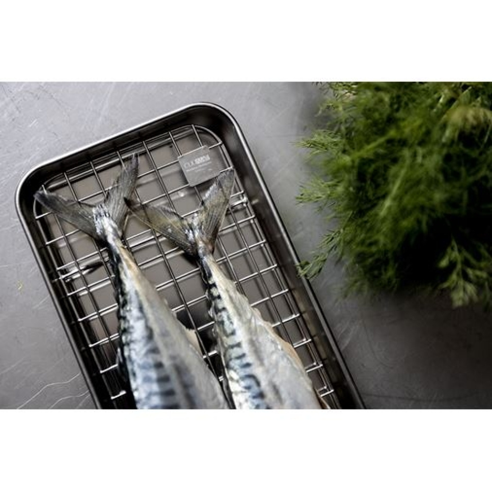 Gastrobleck/Plåt med Galler, 38x14 cm, Rostfritt Stål - Culimat