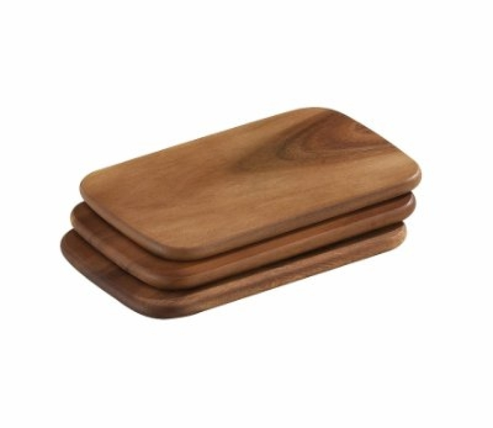 Assiett i akaciaträ, 22x15cm, 3-pack - Zassenhaus i gruppen Dukning / Tallrikar, Skålar & Fat / Assietter hos KitchenLab (1073-27594)