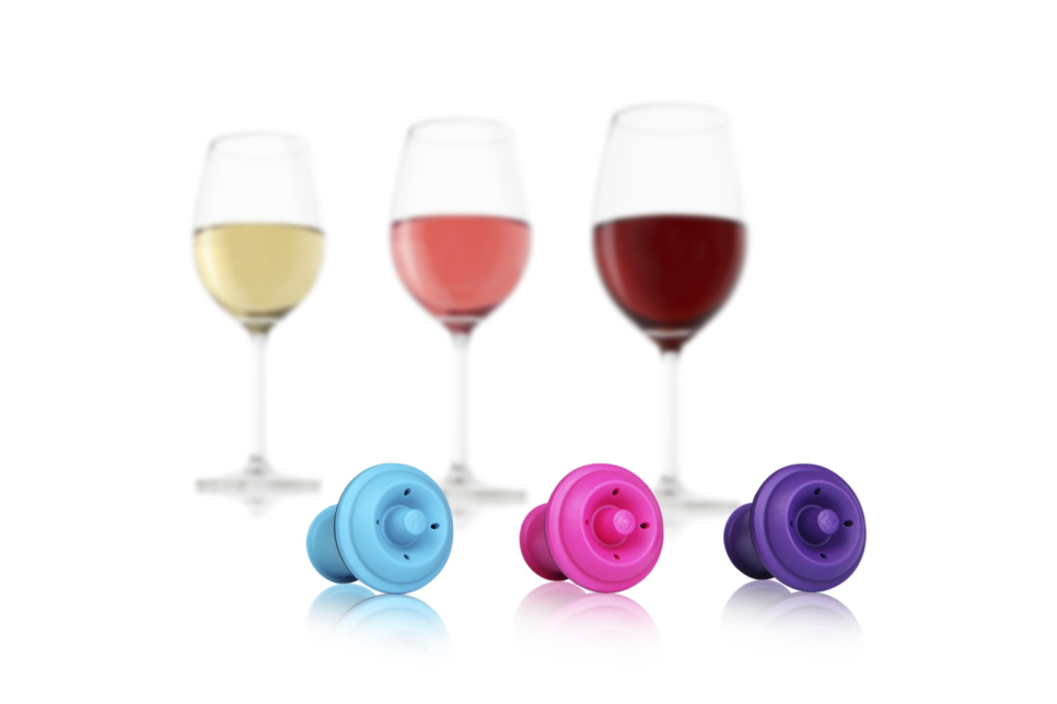 Wine Stoppers i olika färger, 3-pack - Vacuvin