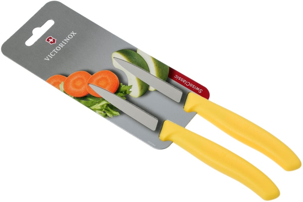 Skalkniv, gul, 8 cm - 2 set - Victorinox i gruppen Matlagning / Köksknivar / Skalknivar hos KitchenLab (1090-23679)