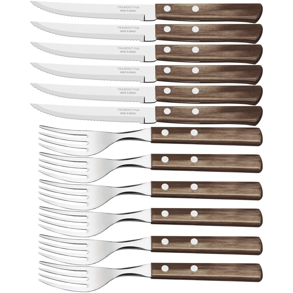 Stekknivar, mörkbrun, Churrasco, 12-delar - Tramontina i gruppen Dukning / Bestick / Knivar hos The Kitchen Lab (1090-27197)