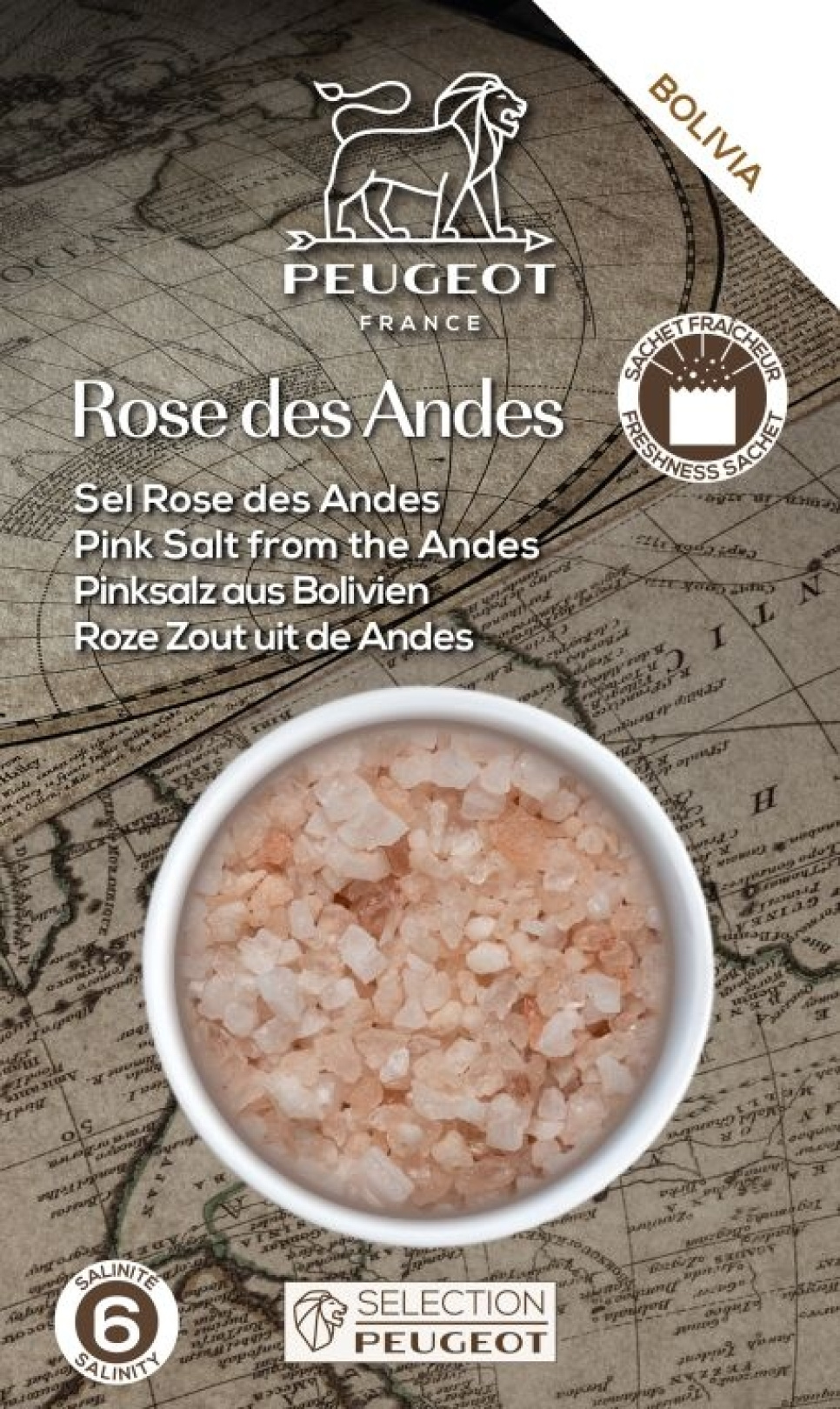 Kvarnsalt, Rosa, 350 g, Bolivia - Peugeot i gruppen Matlagning / Kryddor & Smaksättare / Salt hos The Kitchen Lab (1090-35294)