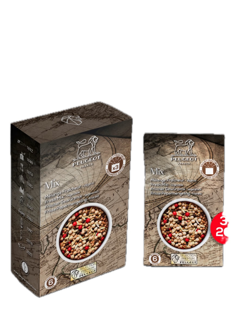 Peppar, Fresh mix, 60 g - Peugeot i gruppen Matlagning / Kryddor & Smaksättare / Peppar hos The Kitchen Lab (1090-35299)