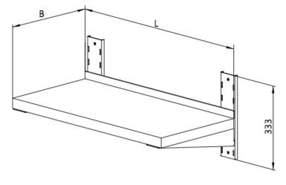Rostfri vägghylla, enkel